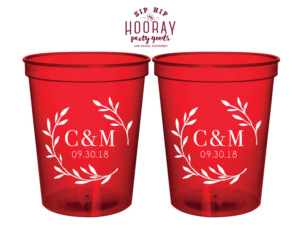 Laurel Monogram Initials Stadium Cup Design #1842