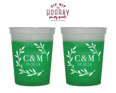Wreath Monogram Color Changing Cups #1842