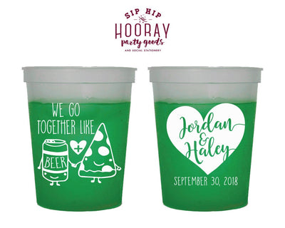 We Got Together like Pizza and Beer Color Changing Cups Design #1844