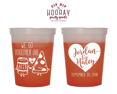 We Got Together like Pizza and Beer Color Changing Cups Design #1844