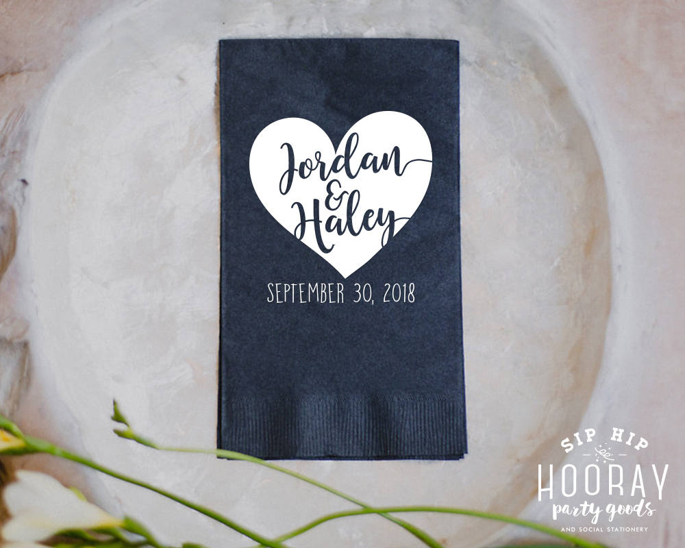 Heart Monogrammed Wedding Guest Towels #1844