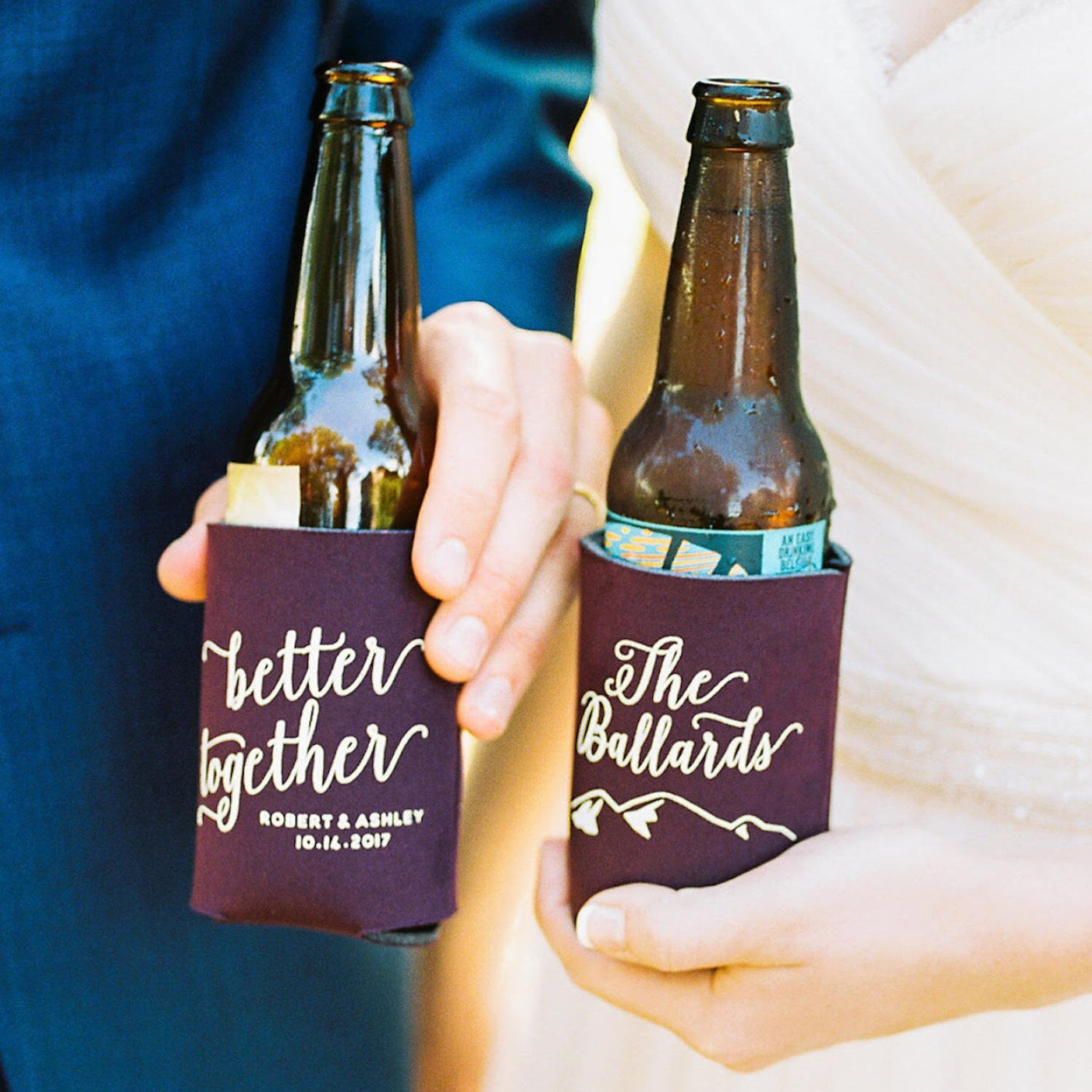 Better Together Mountain Wedding Can Coolers #1527