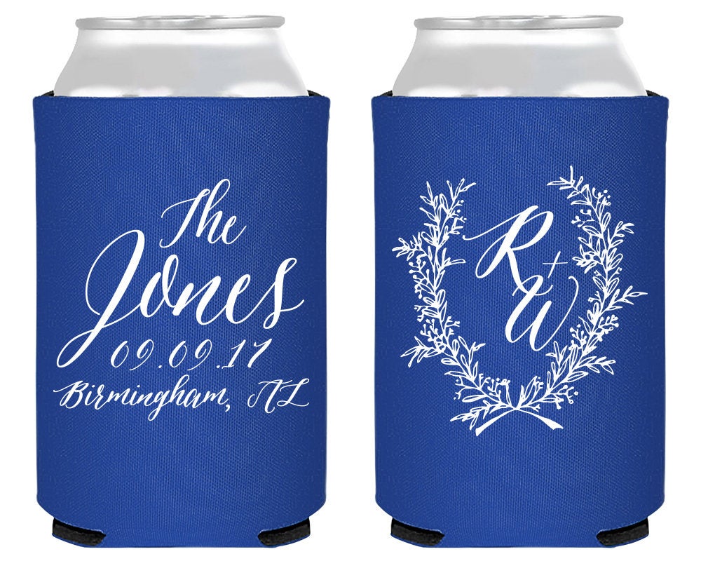 Neoprene Floral Wreath Wedding Can Coolers #1845
