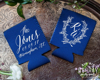 Neoprene Floral Wreath Wedding Can Coolers #1845