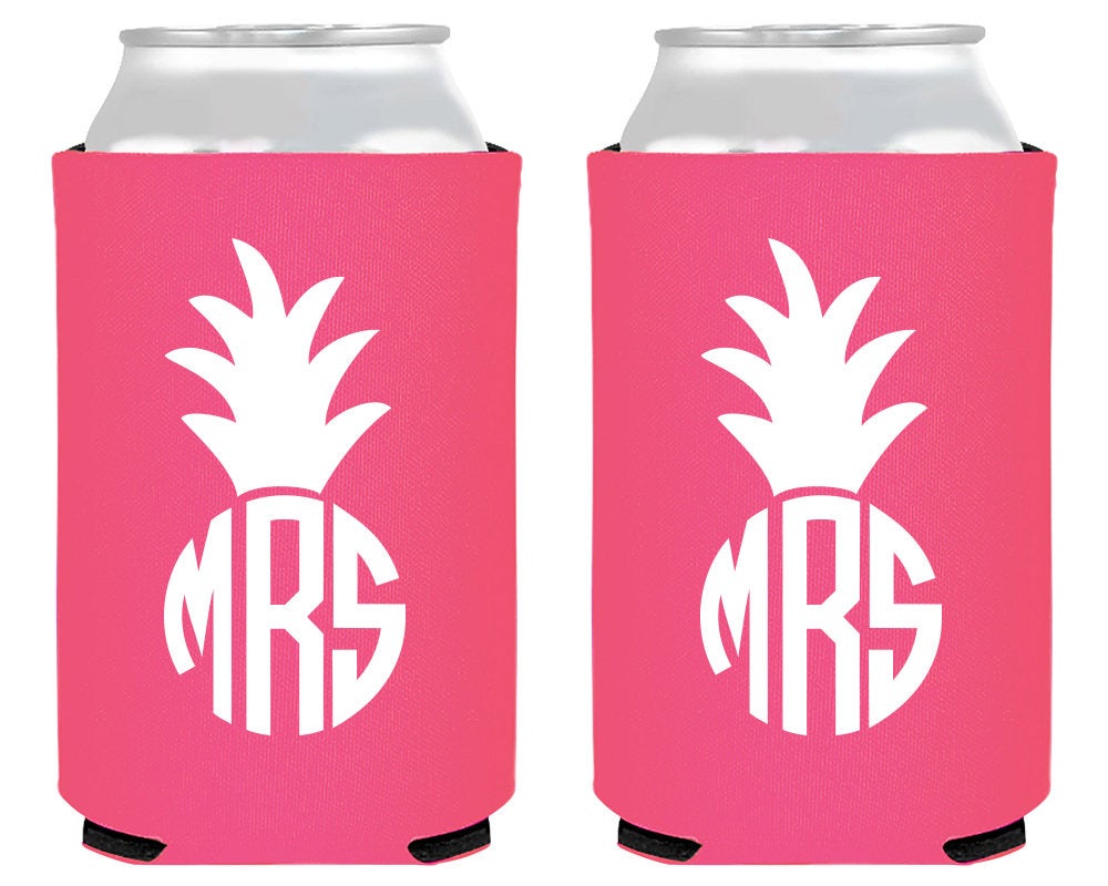 Pineapple Monogrammed Initials Neoprene Can Coolers #1443
