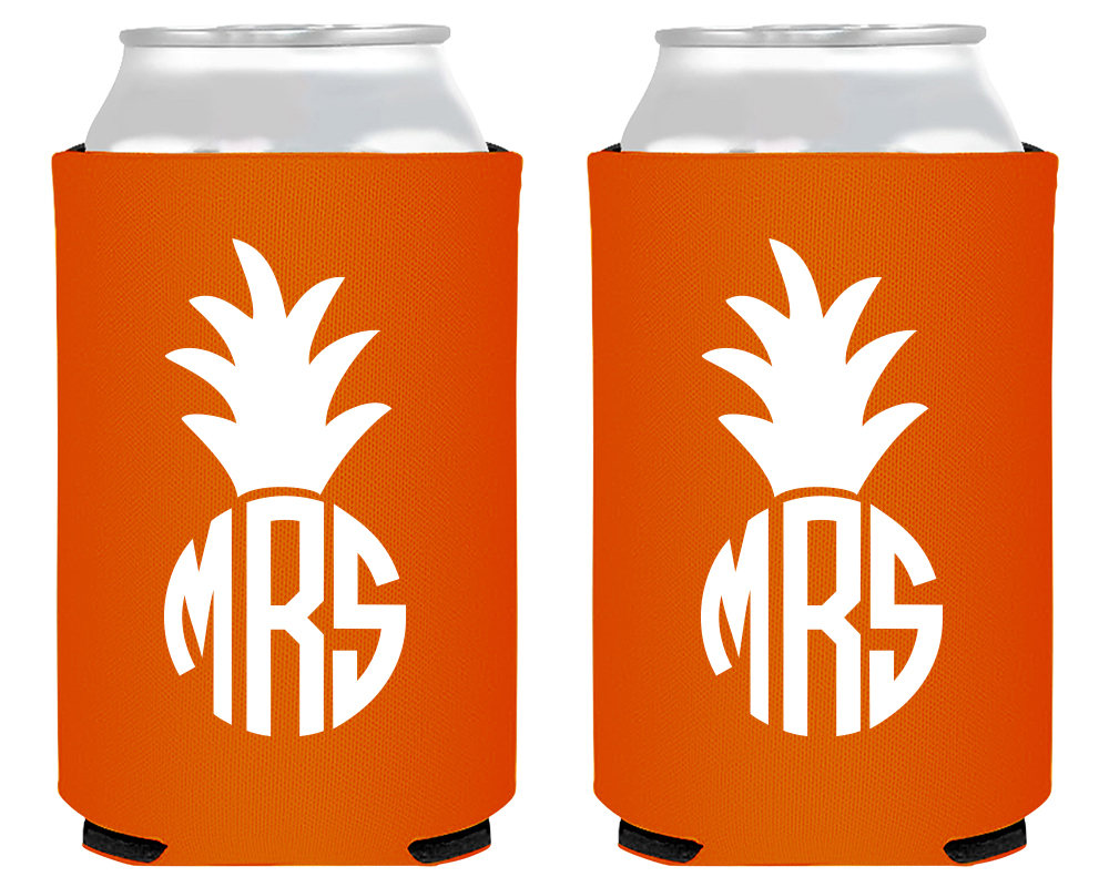 Pineapple Monogrammed Can Coolers #1443