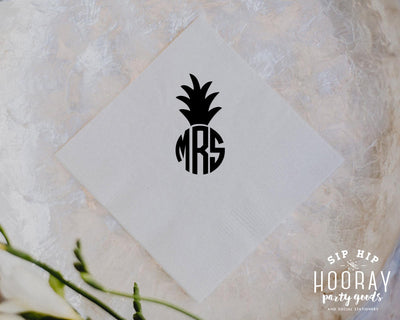 Custom Pineapple Monogram Beverage Napkins #1443