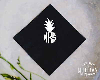 Custom Pineapple Monogram Beverage Napkins #1443