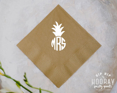 Custom Pineapple Monogram Beverage Napkins #1443