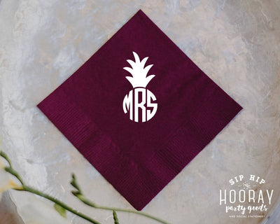 Custom Pineapple Monogram Beverage Napkins #1443