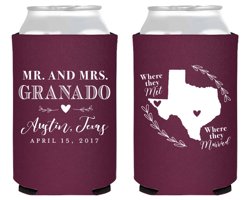 Texas Wedding Neoprene Can Coolers #1851