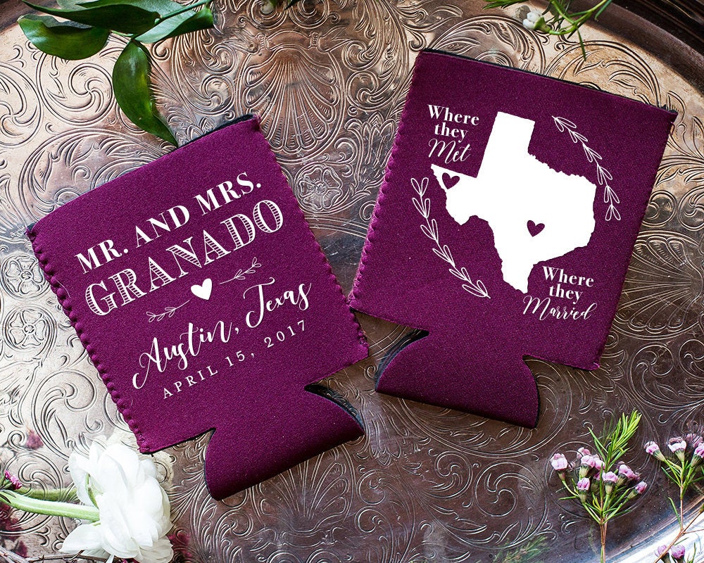 Texas Wedding Neoprene Can Coolers #1851