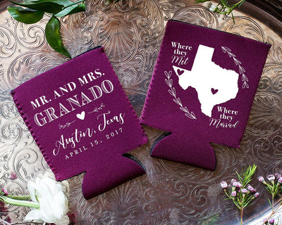 Texas Wedding Neoprene Can Coolers #1851