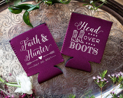 Cowboy Boots Wedding Neoprene Can Coolers #1805