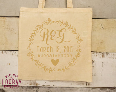 Floral Wedding Wreath Tote Bag Design #1809