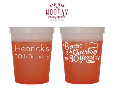 Cheers and Beers to 30 Years Color Changing Mood Cups Design #1810