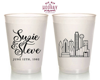 Custom Skyline Wedding Frosted Cups #1860