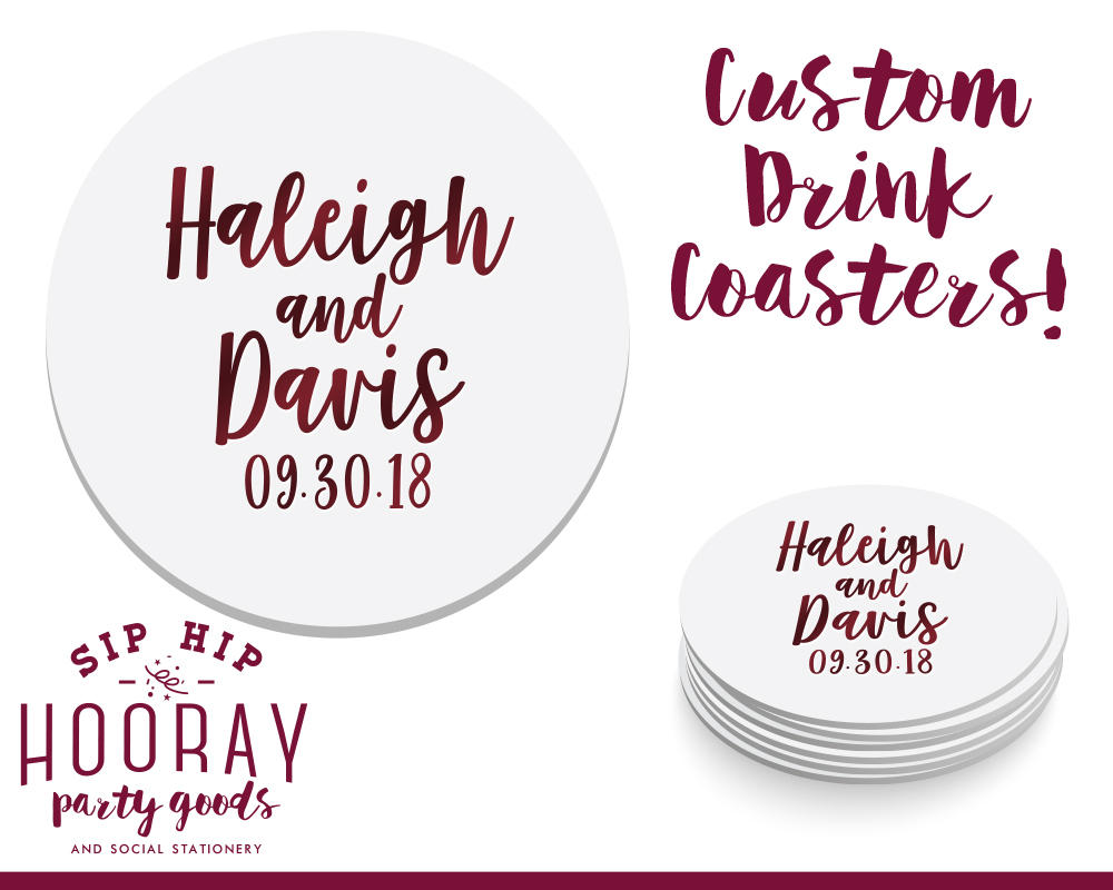 Personalized Custom Foil Drink Coasters #1869
