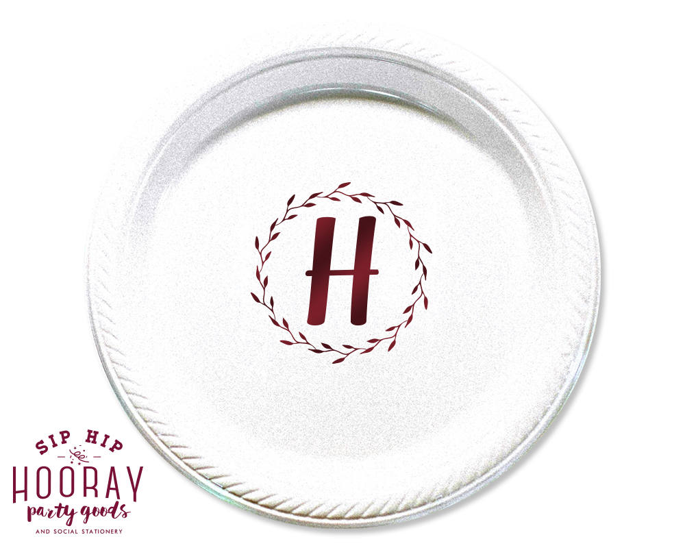 Floral Wreath Monogram Cake Plates #1869