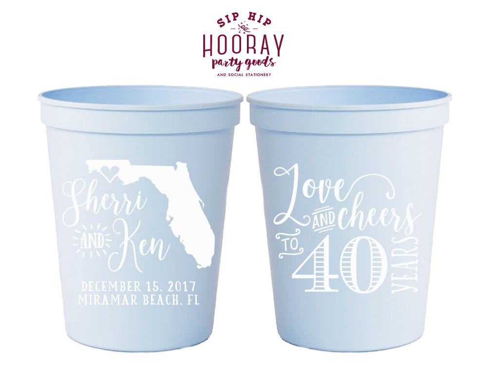 Cheers To 40 Years Anniversary Stadium Cups #1812