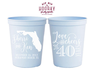 Cheers To 40 Years Anniversary Stadium Cups #1812