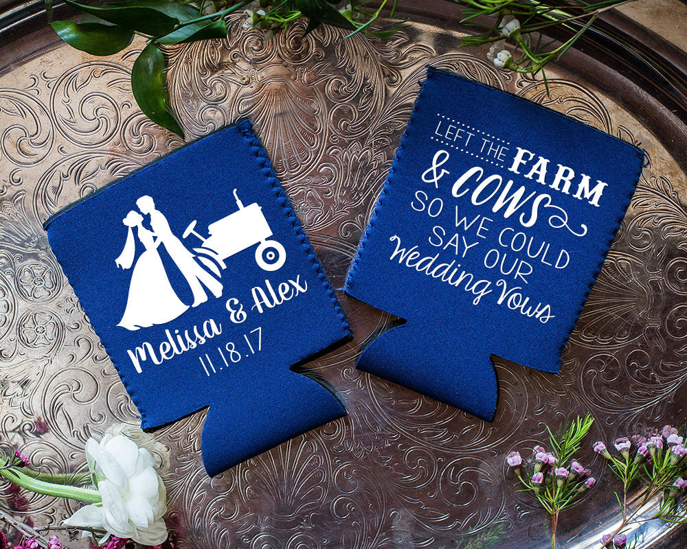 Country Barn Wedding Neoprene Can Coolers #1876