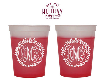 Custom Wreath Monogram Color Changing Cups #1881