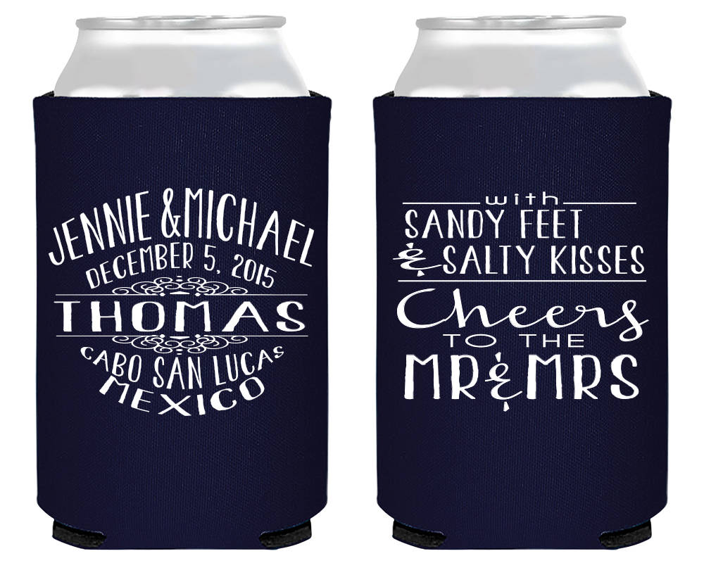 Beach Destination Wedding Favor Neoprene Can Coolers, #1882