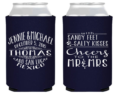 Beach Destination Wedding Favor Neoprene Can Coolers, #1882