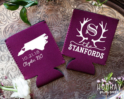 Rustic Wedding Deer Antler Can Coolers #1885