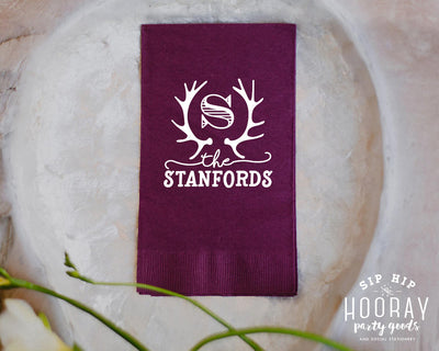 Rustic Antler Wedding Guest Towels #1885