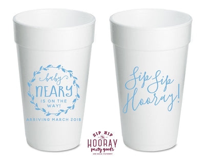 Sip Sip Hooray Baby Shower Foam Cups #1886