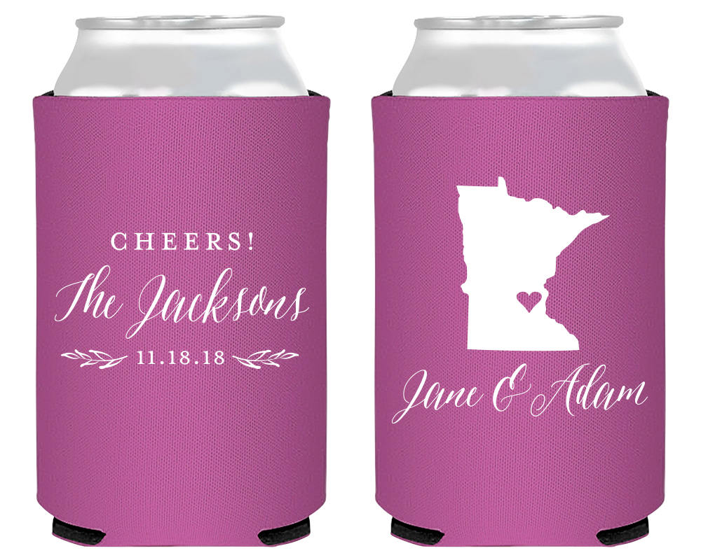 Rustic State Style Wedding Neoprene Can Coolers, #1887