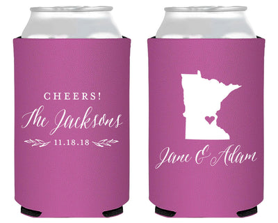 Rustic State Style Wedding Neoprene Can Coolers, #1887