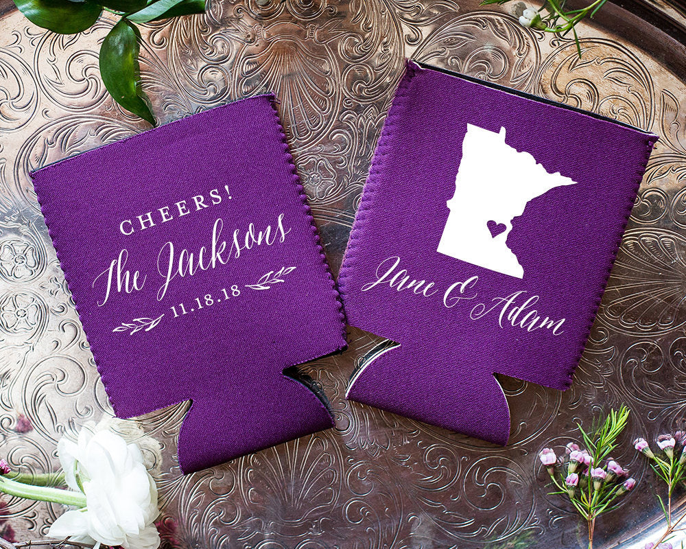 Rustic State Style Wedding Neoprene Can Coolers, #1887