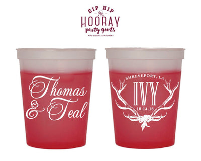 Rustic Destination Wedding Party Color Changing Cups #1823