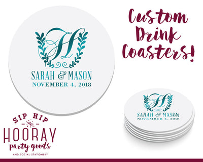 Custom Monogrammed Event Drink Coasters #1828