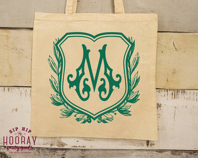 Monogrammed Crest Tote Bags #1890