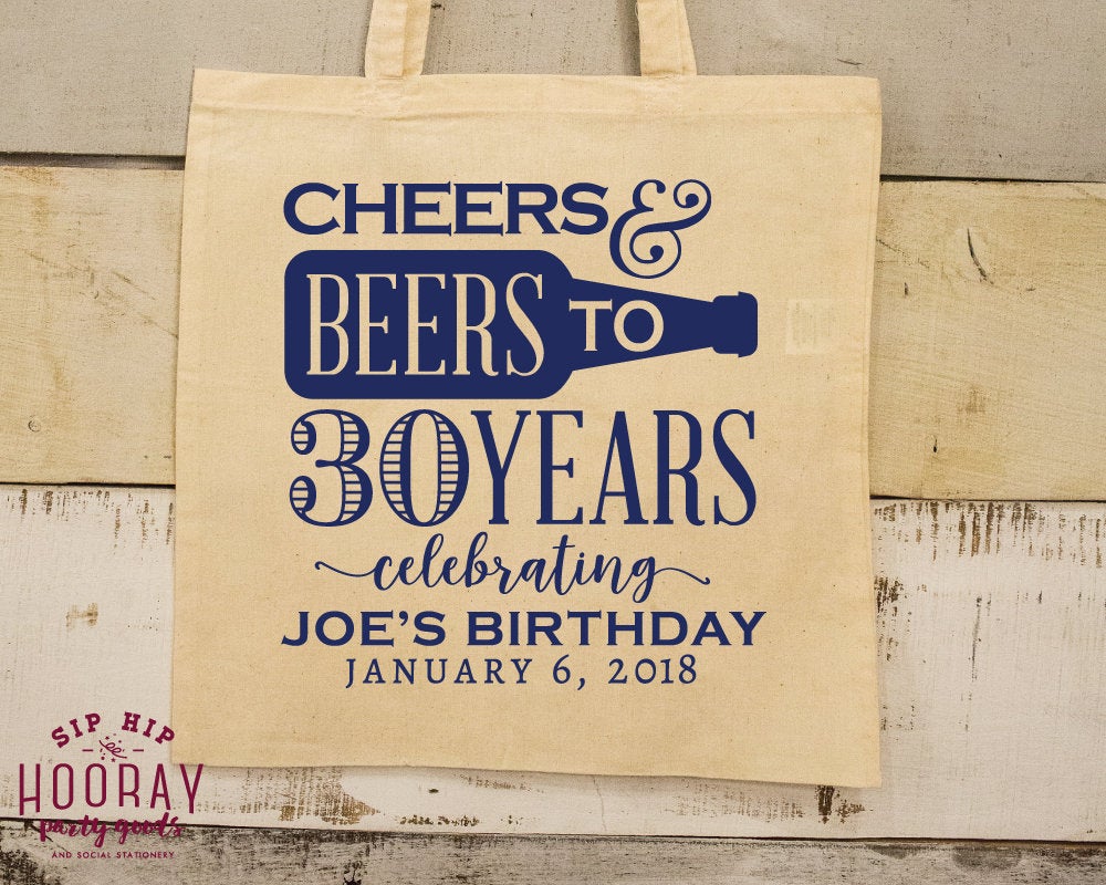Cheers and Beers Birthday Tote Bag Design #1895