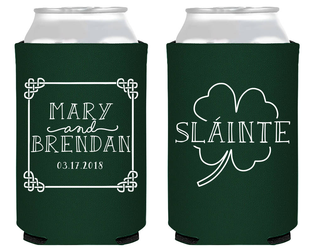 Shamrock Irish Wedding Can Coolers #1838