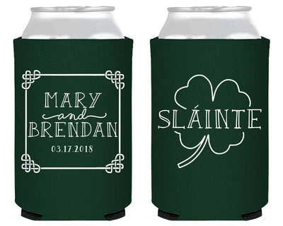 Shamrock Irish Wedding Can Coolers #1838