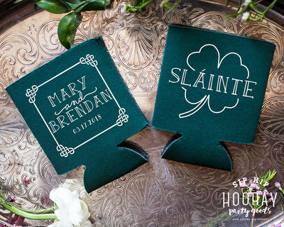 Shamrock Irish Wedding Can Coolers #1838