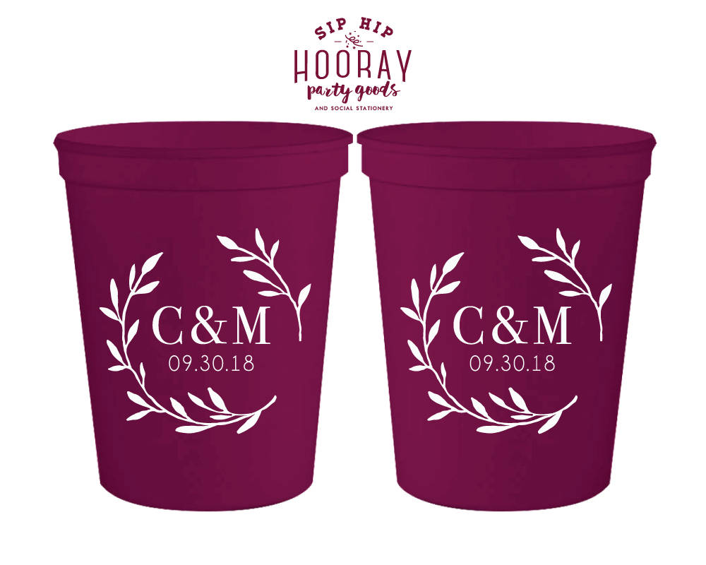 Laurel Monogram Initials Stadium Cup Design #1842