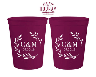 Laurel Monogram Initials Stadium Cup Design #1842