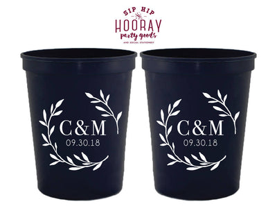 Laurel Monogram Initials Stadium Cup Design #1842