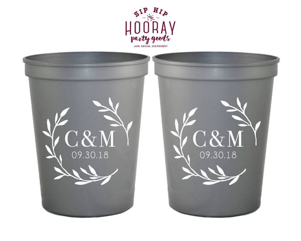 Laurel Monogram Initials Stadium Cup Design #1842
