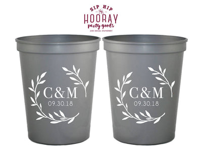 Laurel Monogram Initials Stadium Cup Design #1842