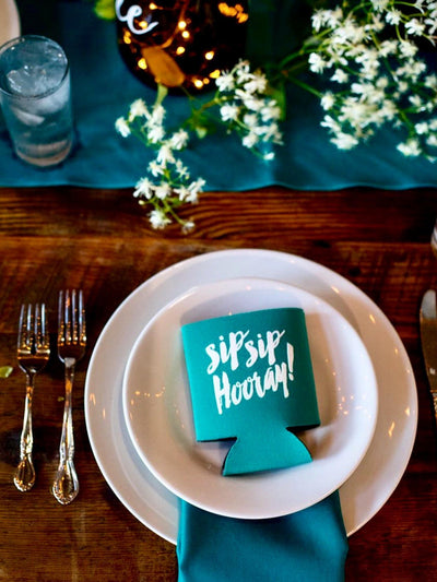 Sip Sip Hooray Wedding Can Coolers Design #1095