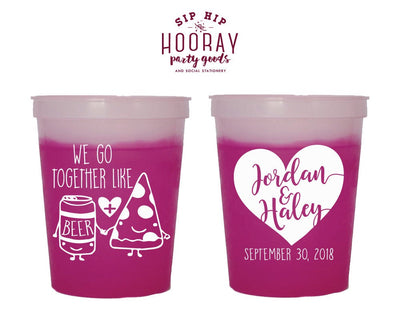 We Got Together like Pizza and Beer Color Changing Cups Design #1844