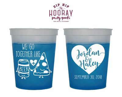 We Got Together like Pizza and Beer Color Changing Cups Design #1844